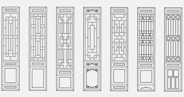 商水常用中式仿古花窗图案隔断设计图